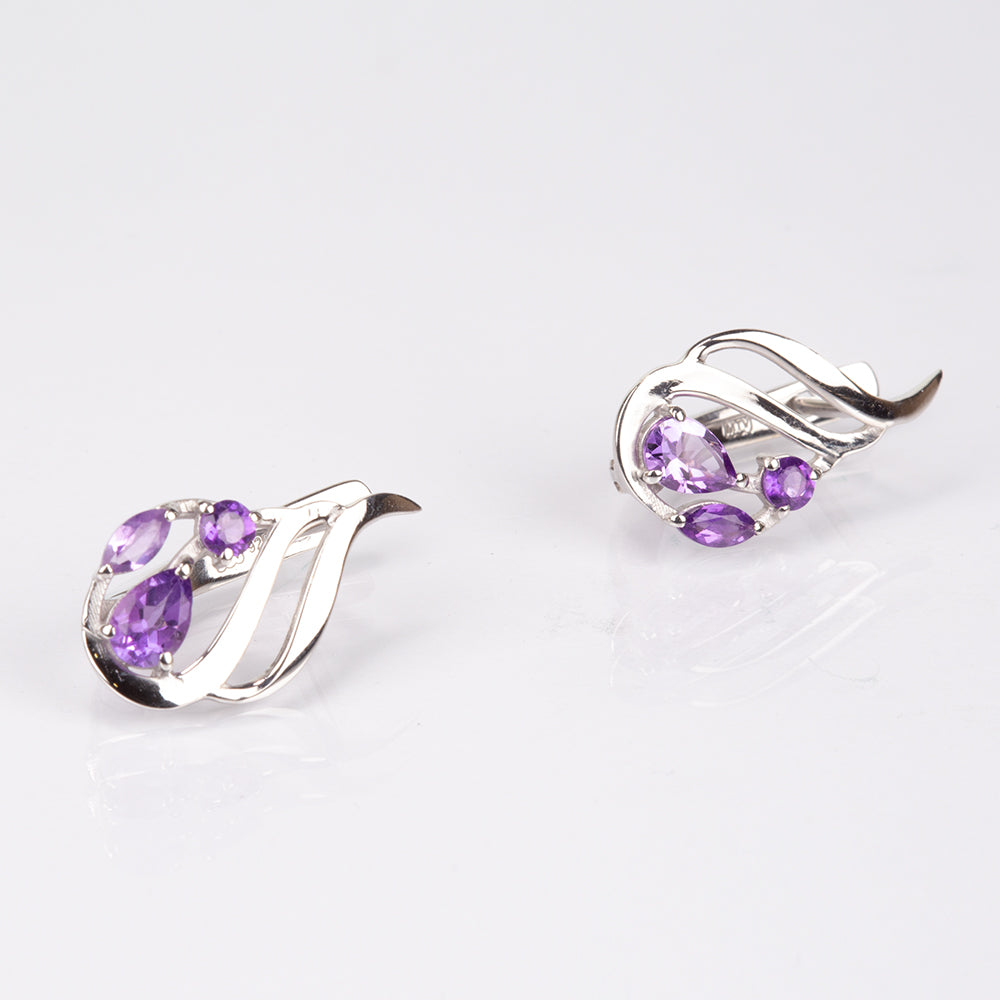 Silberohrringe mit brasilianischem Amethyst