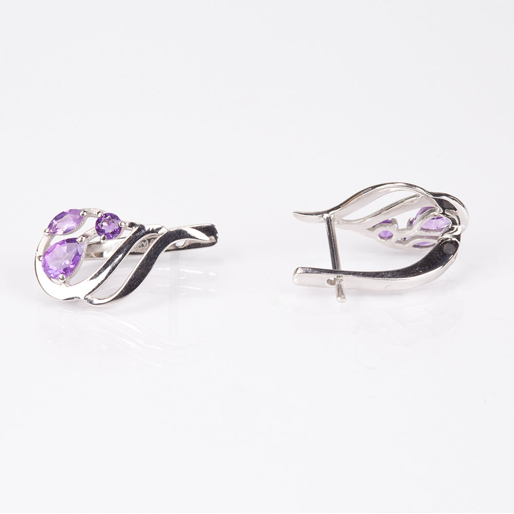 Silberohrringe mit brasilianischem Amethyst