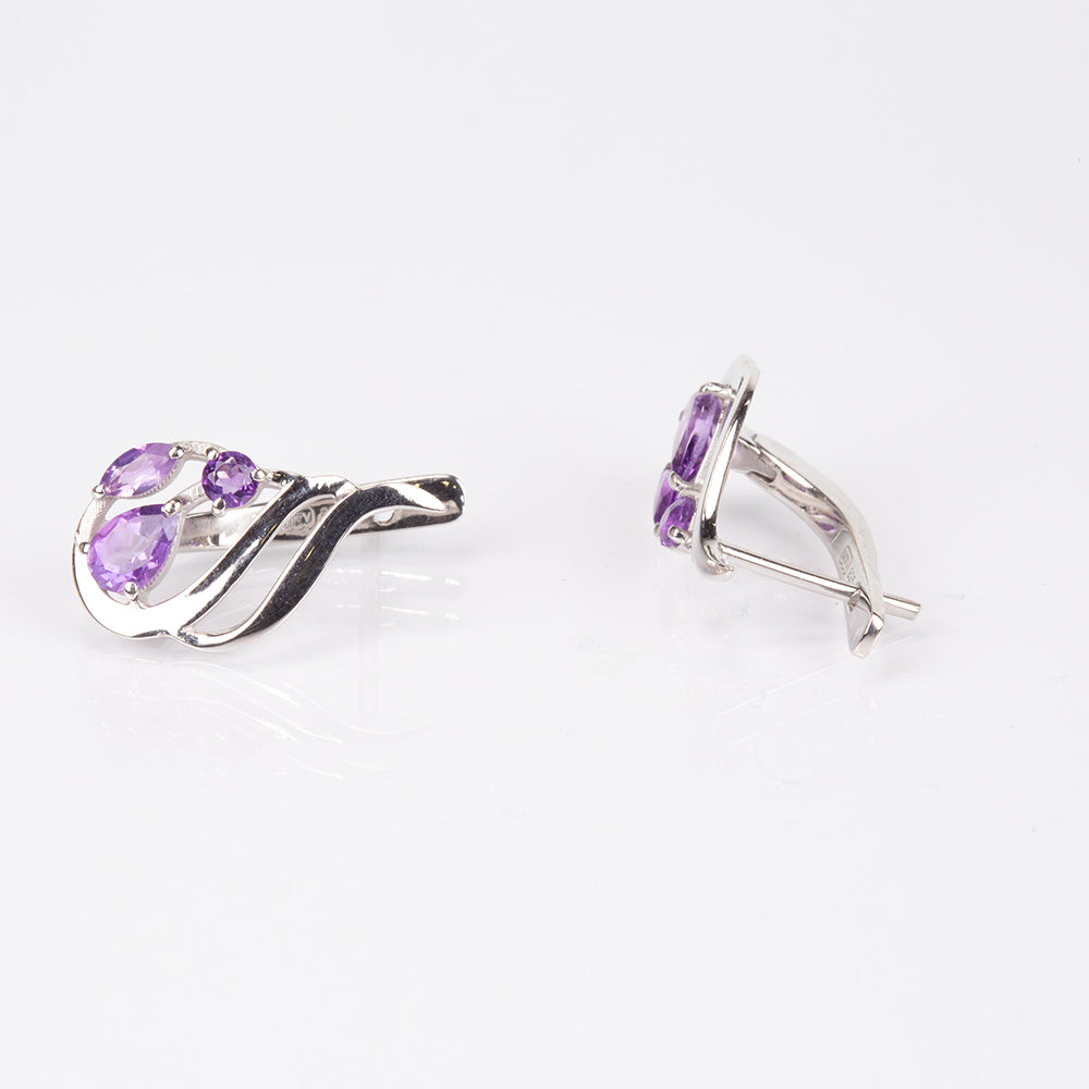 Silberohrringe mit brasilianischem Amethyst