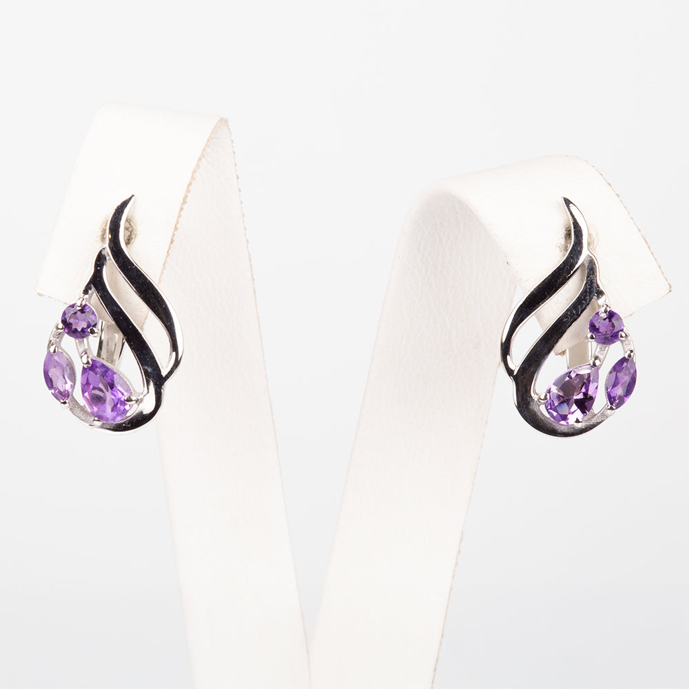 Silberohrringe mit brasilianischem Amethyst 6 