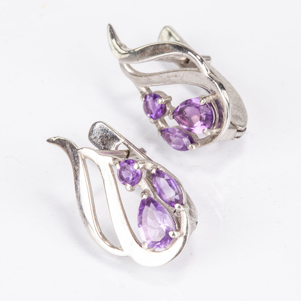 Silberohrringe mit brasilianischem Amethyst 7 