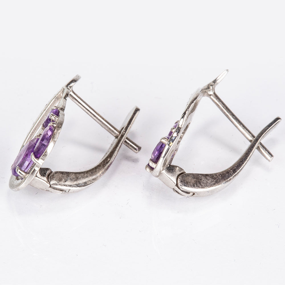 Silberohrringe mit brasilianischem Amethyst 8 