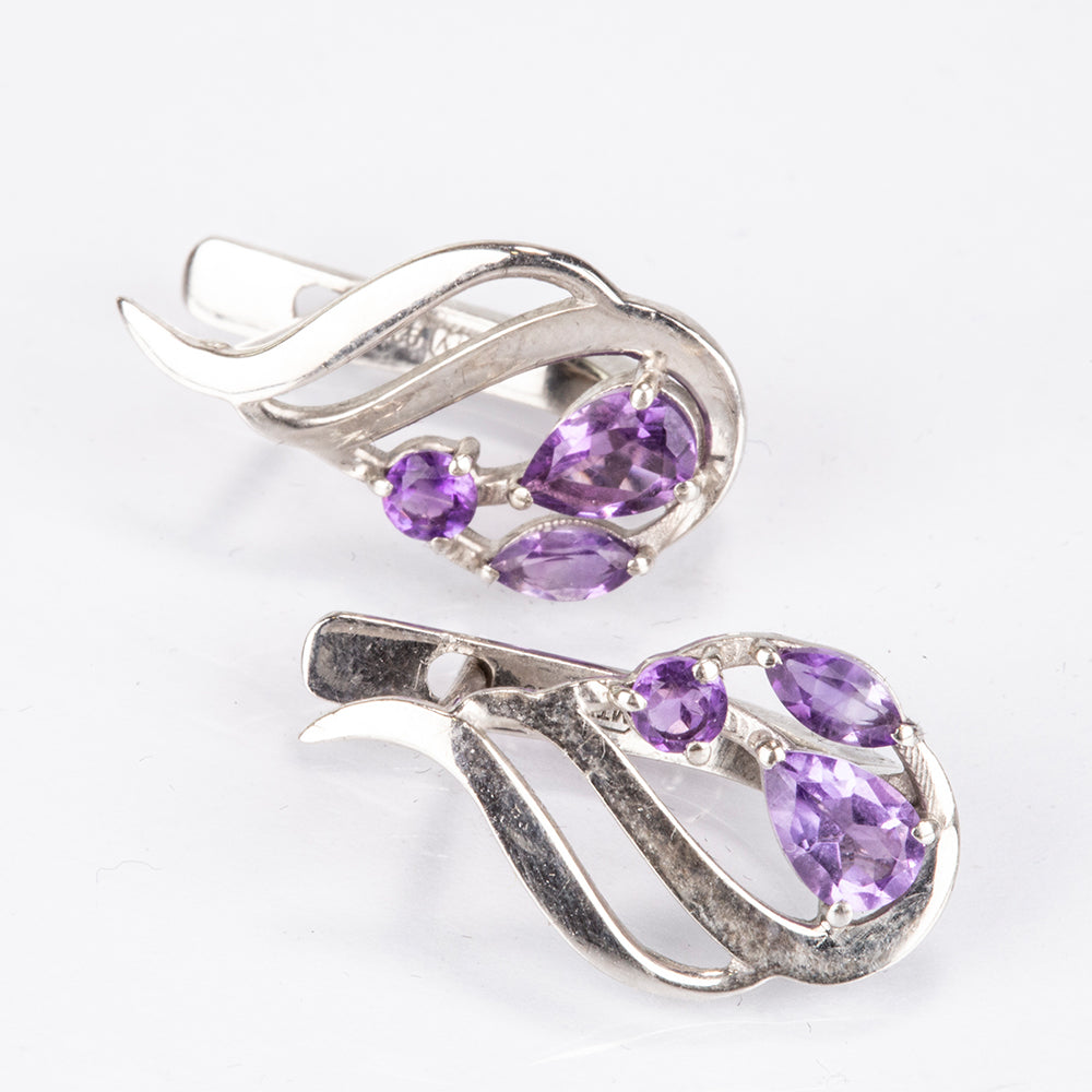 Silberohrringe mit brasilianischem Amethyst 9 