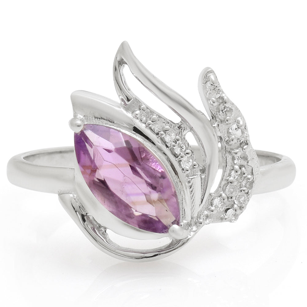 Silberring mit brasilianischem Amethyst und weißem Topas 1 