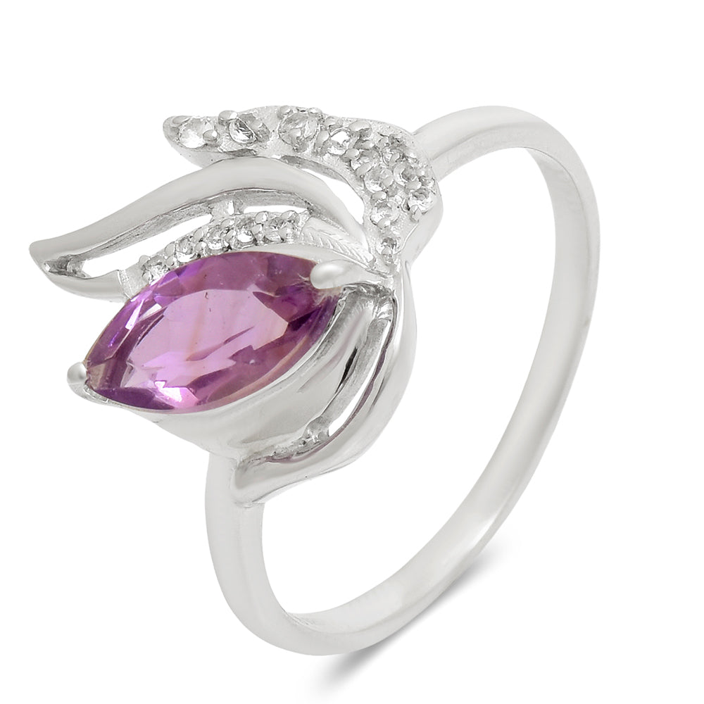 Silberring mit brasilianischem Amethyst und weißem Topas 2 