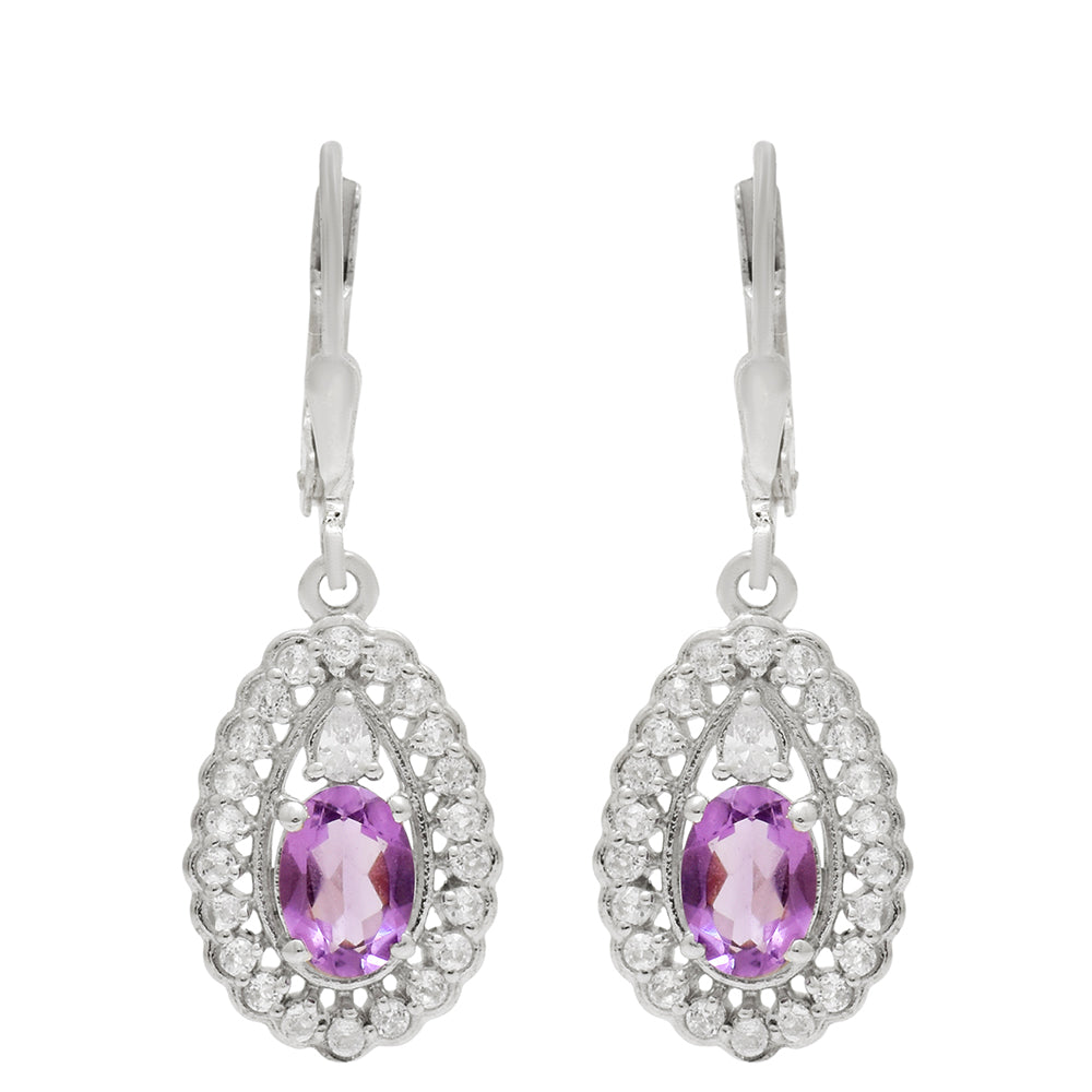 Silberohrringe mit brasilianischem Amethyst und weißem Topas 1 