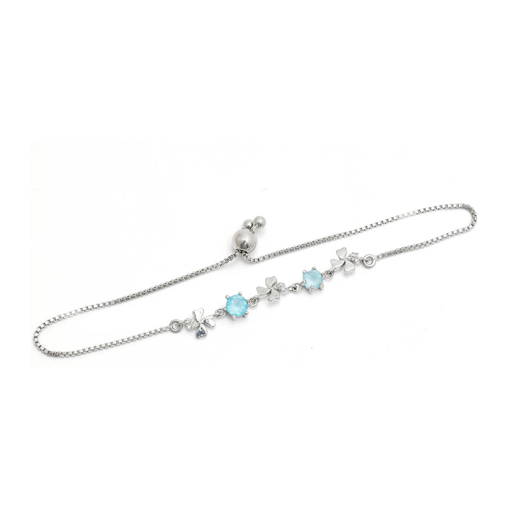 Silberarmband mit madagassischem blauem Apatit und weißem Topas