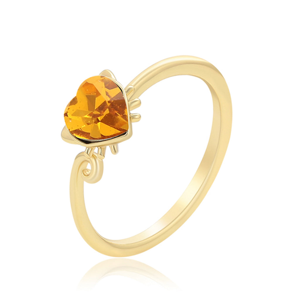 Ring aus goldplattierterr Legierung mit gelbem Emporia®-Kristall