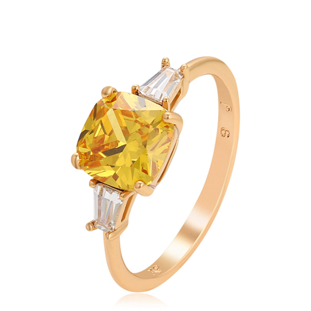 Ring aus goldplattierterr Legierung mit gelbem Emporia®-Kristall und weißem Emporia® Kristall