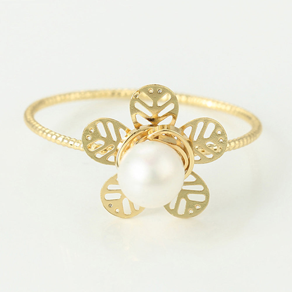 Ring aus goldplattierterr Legierung mit Glasperle 3 