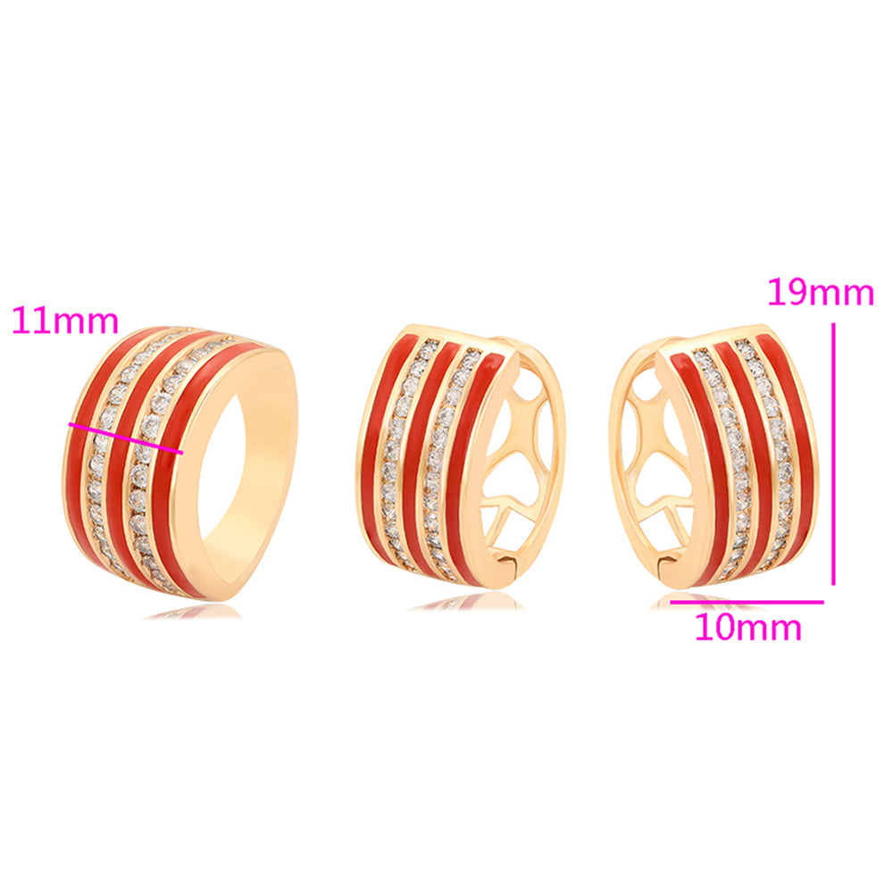 Schmuckgarnitur aus aus goldplattierter Legierung mit rotem Emporia®-Kristall und weißem Emporia® Kristall 4 
