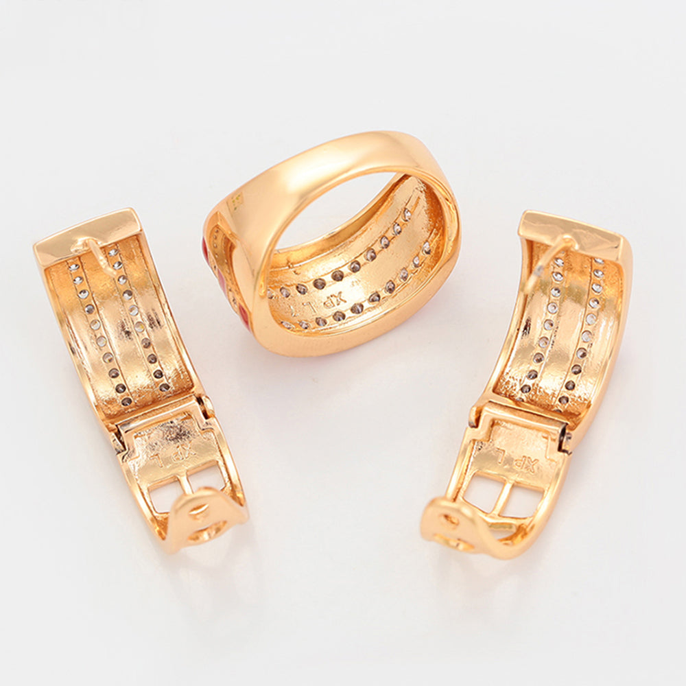 Schmuckgarnitur aus aus goldplattierter Legierung mit rotem Emporia®-Kristall und weißem Emporia® Kristall 5 