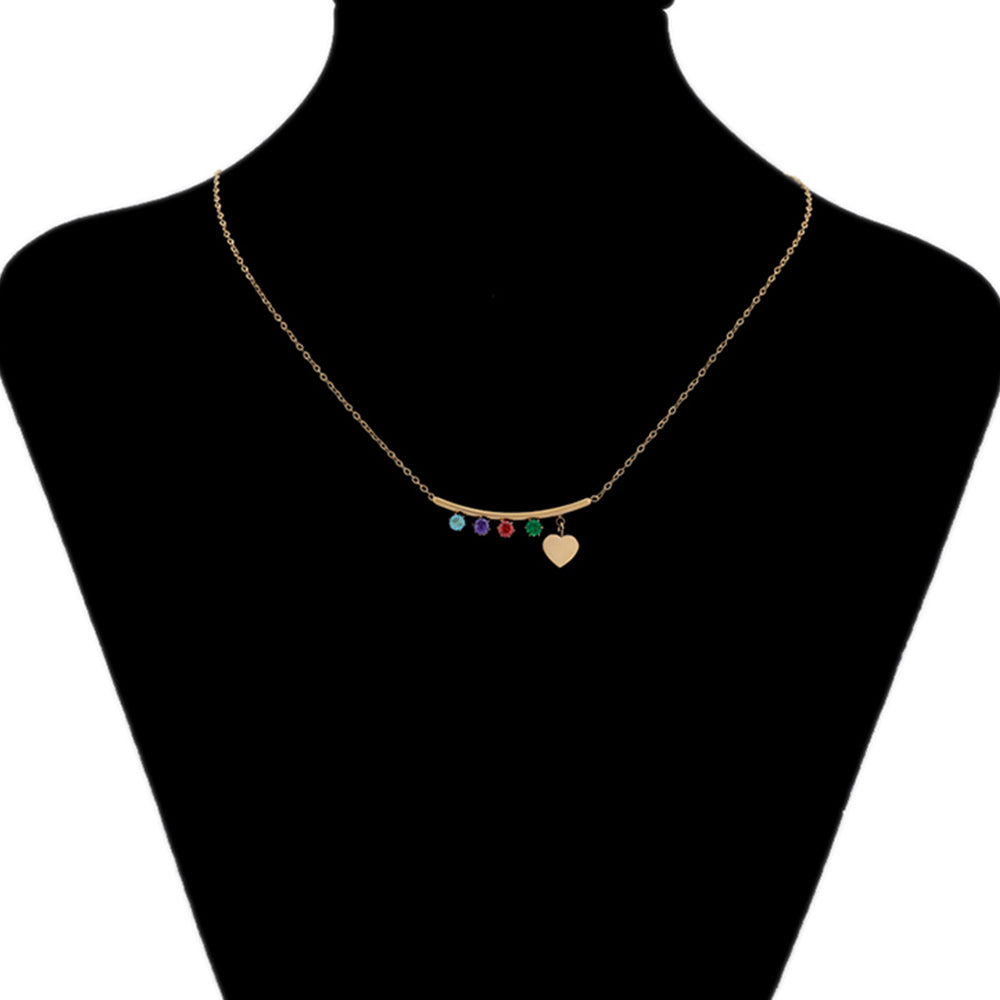 Halskette aus goldplattierter Legierung mit rotem Emporia®-Kristall und grünem Emporia® Kristall 8 