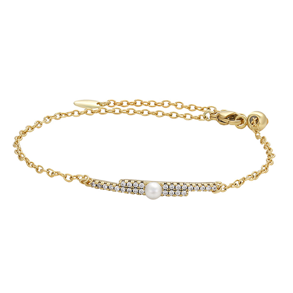 Armband aus goldplattiertesr Legierung mit Glasperle und weißem Emporia® Kristall 1 
