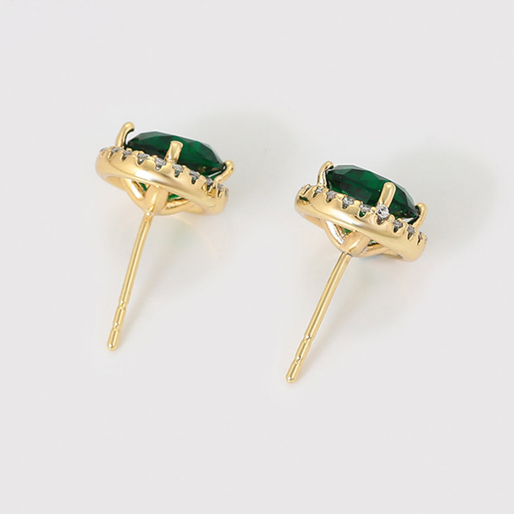 Ohrringe aus goldplattierter Legierung mit grünem Emporia® Kristall und weißem Emporia® Kristall 3 