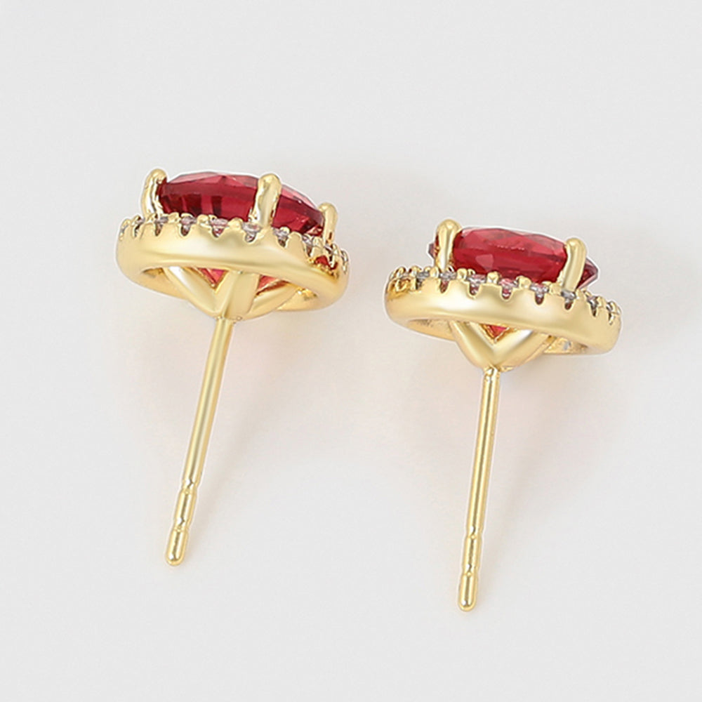 Ohrringe aus goldplattierter Legierung mit rotem Emporia®-Kristall und weißem Emporia® Kristall 3 