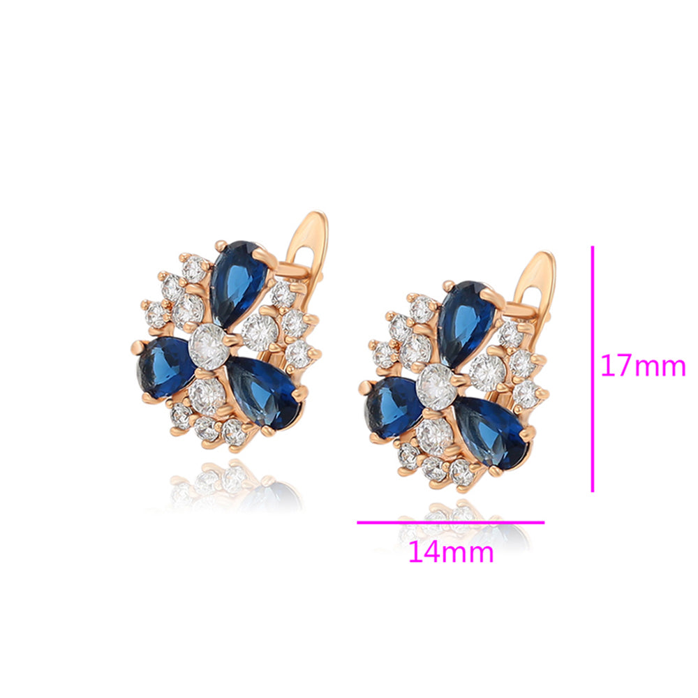 Ohrringe aus goldplattierter Legierung mit blauem Emporia®-Kristall und weißem Emporia® Kristall