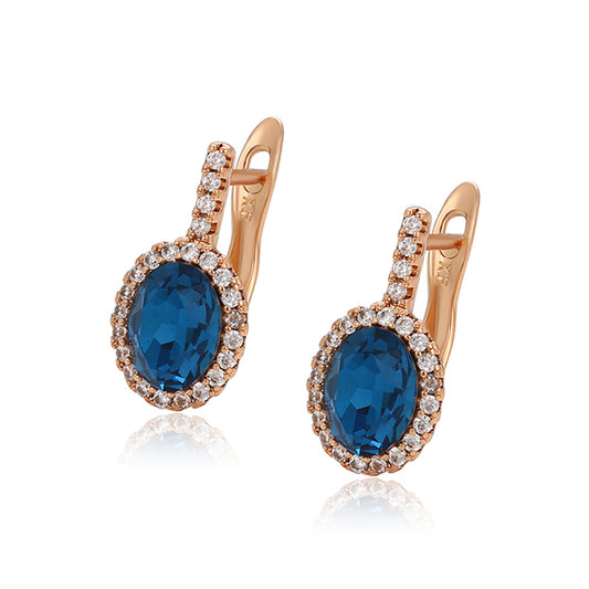 Ohrringe aus goldplattierter Legierung mit blauem Emporia®-Kristall und weißem Emporia® Kristall