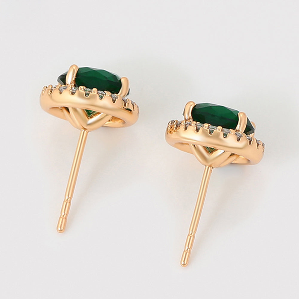 Ohrringe aus goldplattierter Legierung mit grünem Emporia® Kristall und weißem Emporia® Kristall 3 