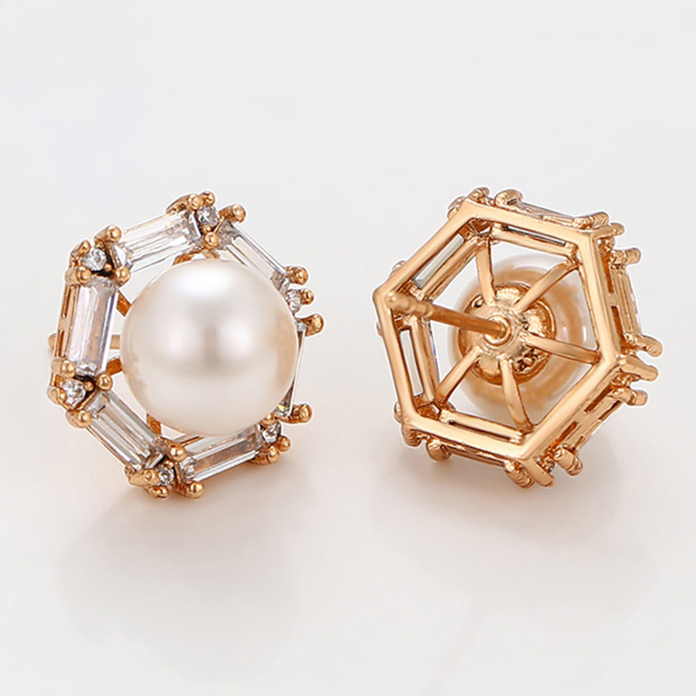 Ohrringe aus goldplattierter Legierung mit Glasperle und weißem Emporia® Kristall 4 