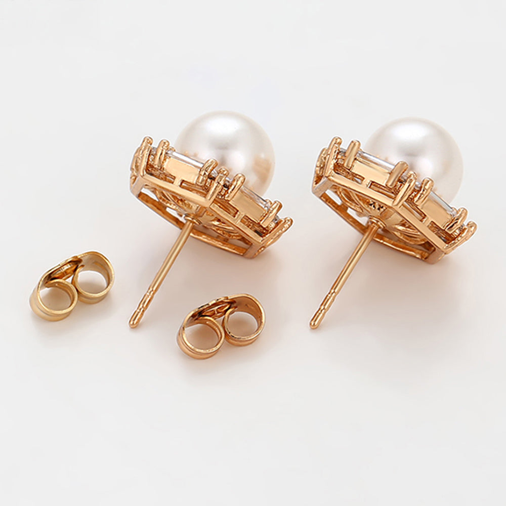 Ohrringe aus goldplattierter Legierung mit Glasperle und weißem Emporia® Kristall 7 