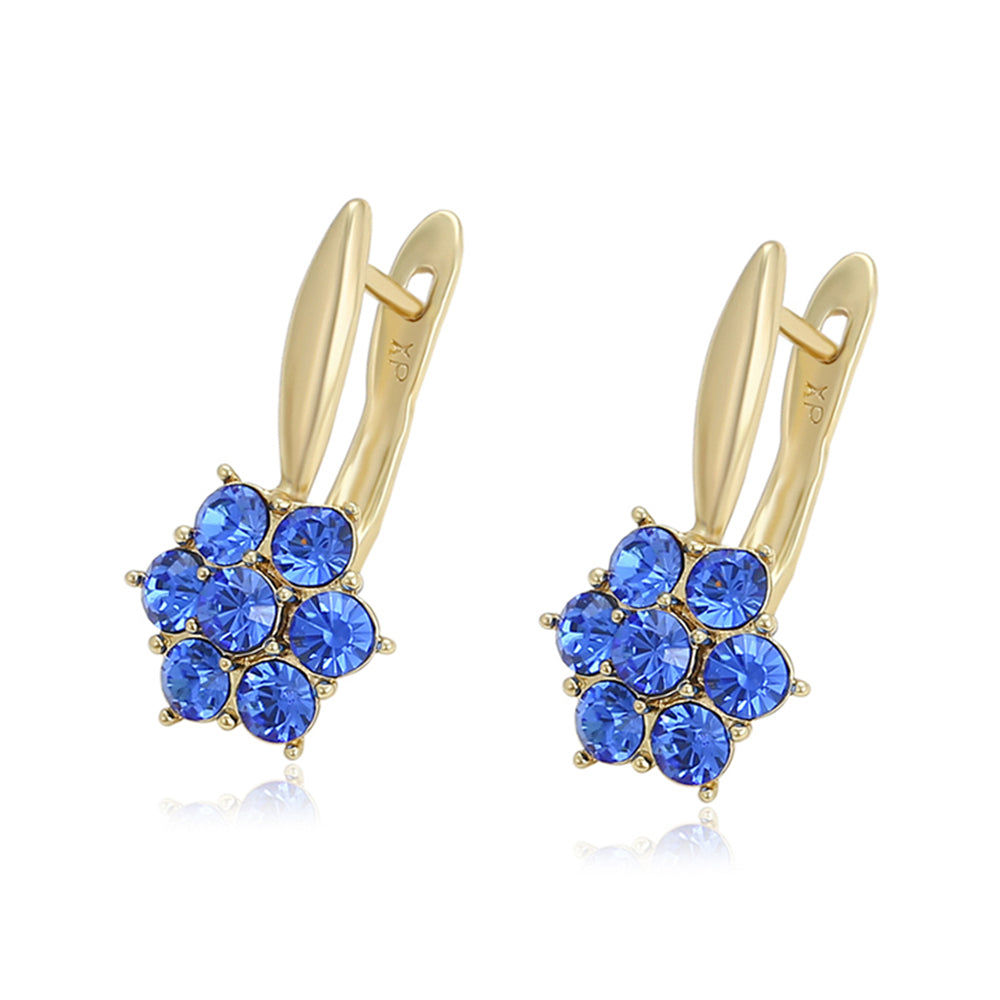 Ohrringe aus goldplattierter Legierung mit blauem Emporia®-Kristall 1 