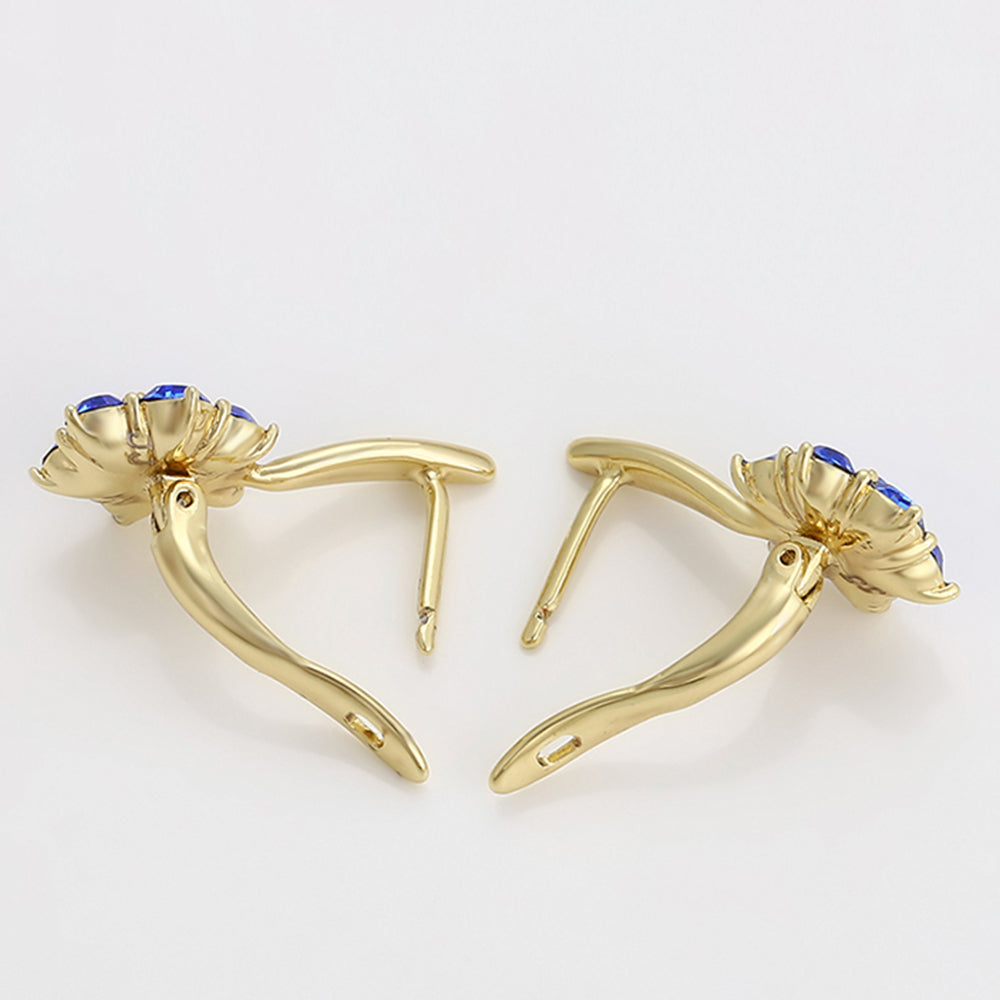 Ohrringe aus goldplattierter Legierung mit blauem Emporia®-Kristall 4 