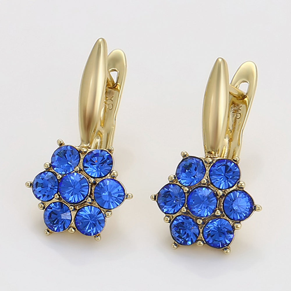 Ohrringe aus goldplattierter Legierung mit blauem Emporia®-Kristall 6 