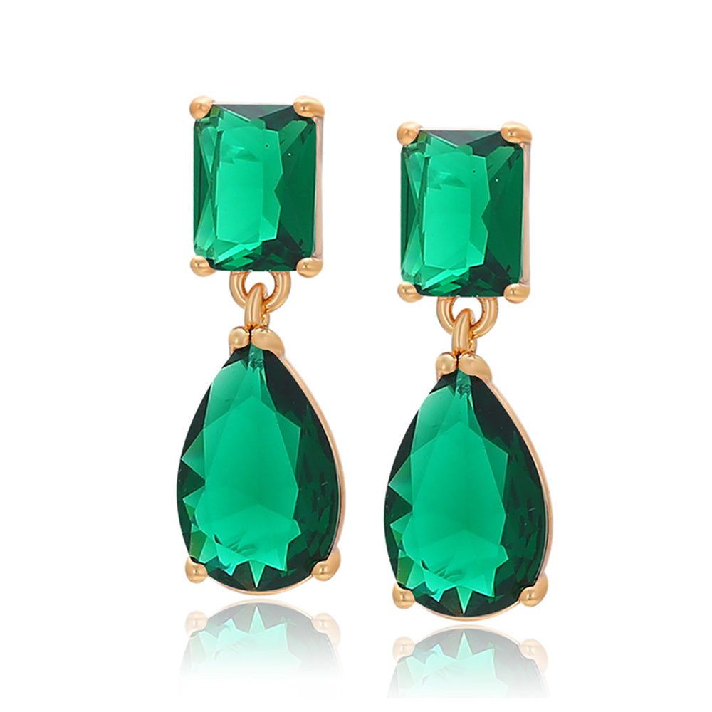Ohrringe aus goldplattierter Legierung mit grünem Emporia® Kristall 1 