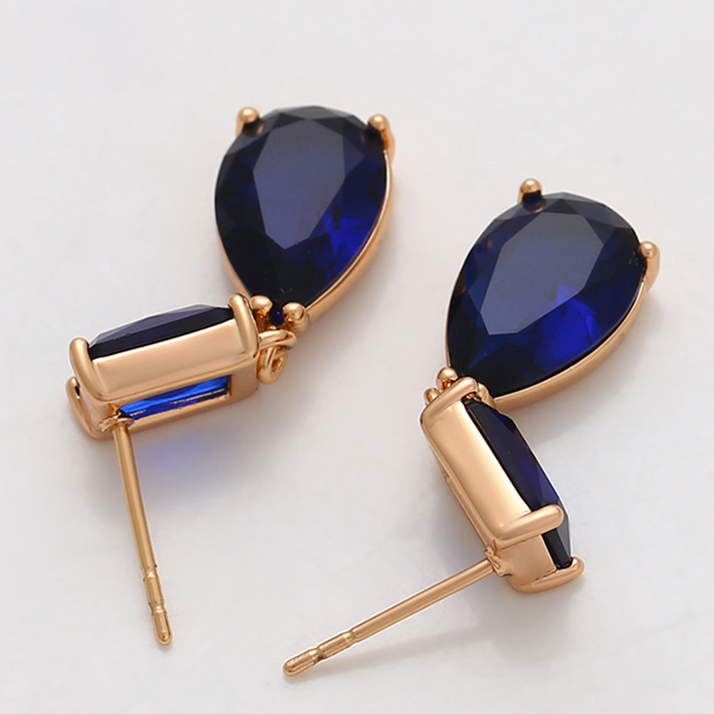 Ohrringe aus goldplattierter Legierung mit blauem Emporia®-Kristall 3 