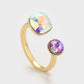 Ring aus goldplattierterr Legierung mit purpurfarbenem Emporia® Kristall und weißem Emporia® Kristall