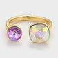 Ring aus goldplattierterr Legierung mit purpurfarbenem Emporia® Kristall und weißem Emporia® Kristall