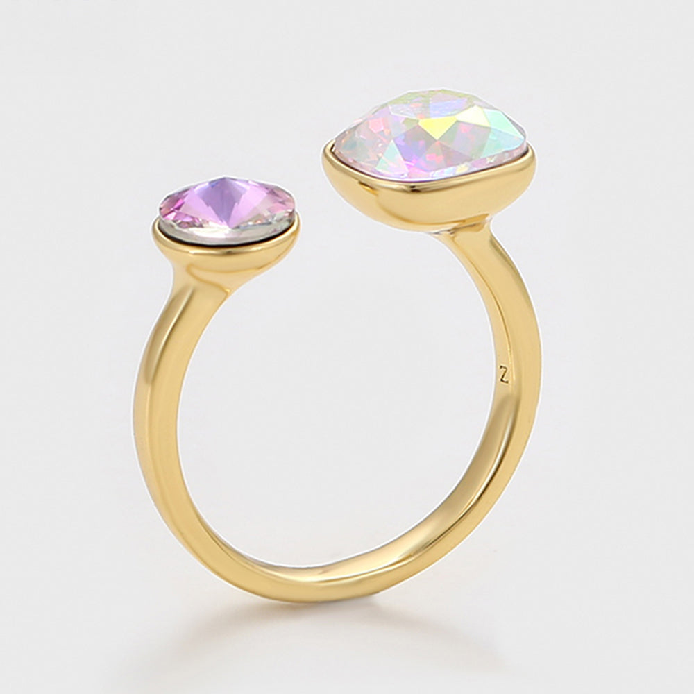 Ring aus goldplattierterr Legierung mit purpurfarbenem Emporia® Kristall und weißem Emporia® Kristall 7 