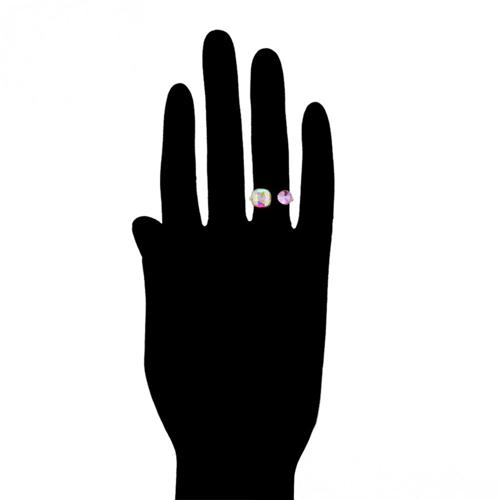 Ring aus goldplattierterr Legierung mit purpurfarbenem Emporia® Kristall und weißem Emporia® Kristall