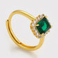 Ring aus goldplattierterr Legierung mit grünem Emporia® Kristall und weißem Emporia® Kristall