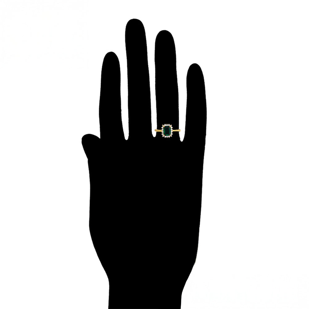 Ring aus goldplattierterr Legierung mit grünem Emporia® Kristall und weißem Emporia® Kristall