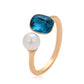 Ring aus goldplattierterr Legierung mit Glasperle und blauem Emporia®-Kristall
