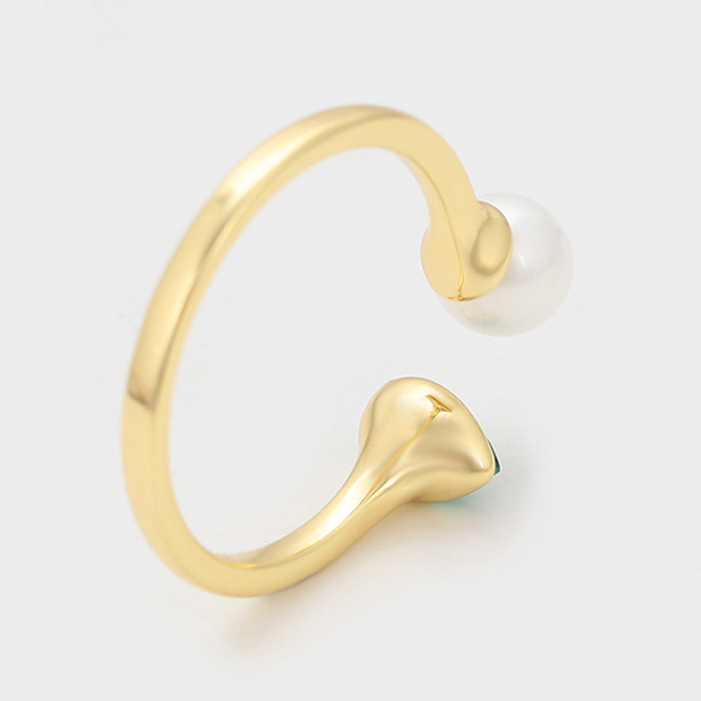 Ring aus goldplattierterr Legierung mit Glasperle und grünem Emporia® Kristall 3 