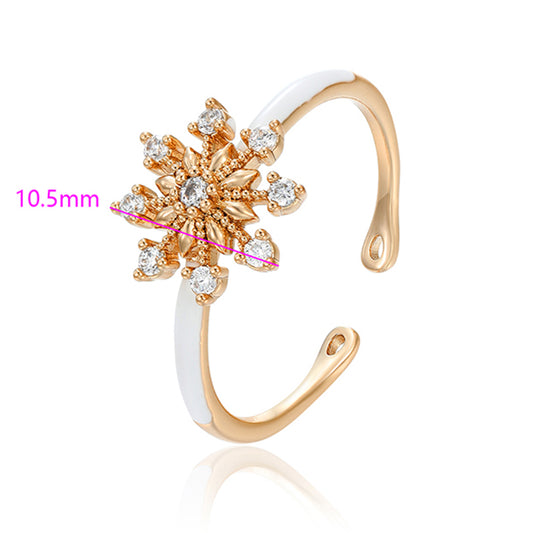 Ring aus goldplattierterr Legierung mit weißem Emporia® Kristall und Emaille