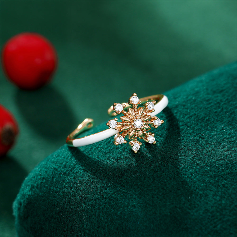 Ring aus goldplattierterr Legierung mit weißem Emporia® Kristall und Emaille 3 