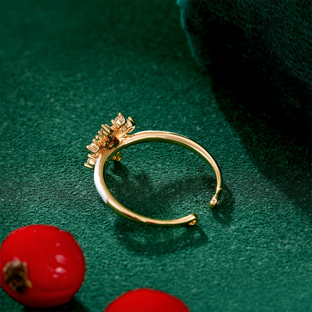Ring aus goldplattierterr Legierung mit weißem Emporia® Kristall und Emaille 4 