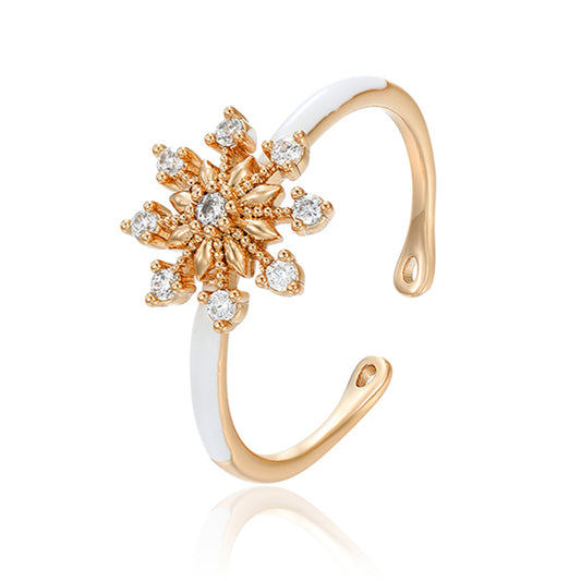 Ring aus goldplattierterr Legierung mit weißem Emporia® Kristall und Emaille