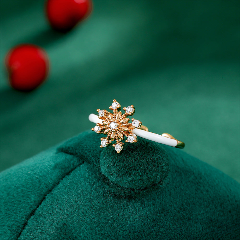 Ring aus goldplattierterr Legierung mit weißem Emporia® Kristall und Emaille 5 
