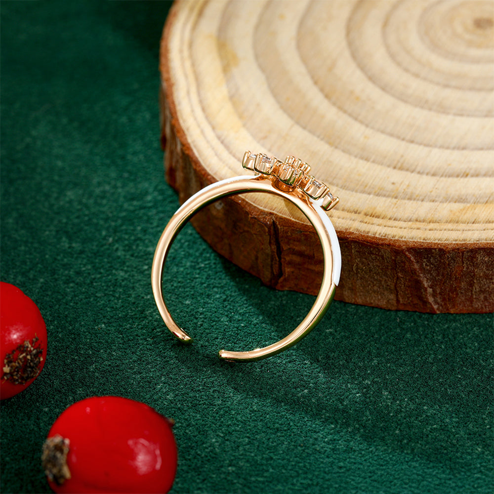 Ring aus goldplattierterr Legierung mit weißem Emporia® Kristall und Emaille 7 
