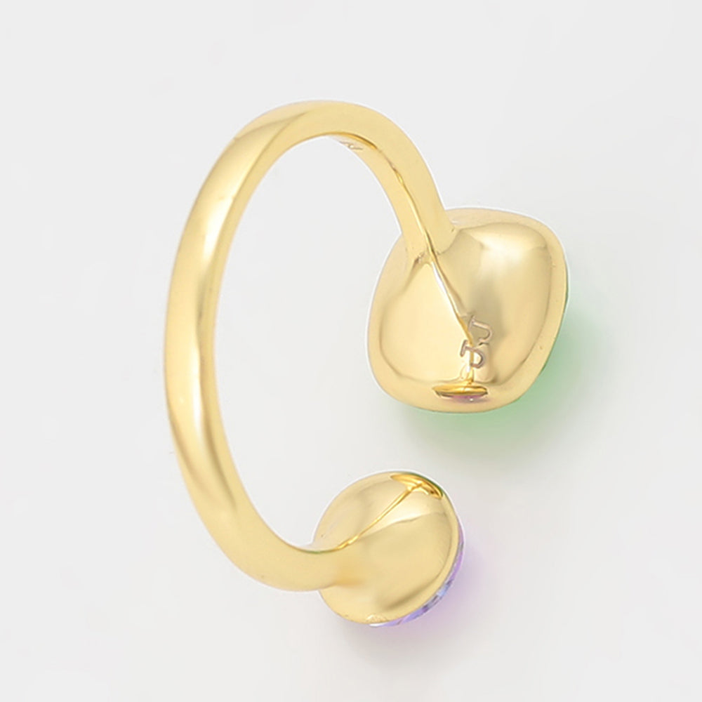 Ring aus goldplattierterr Legierung mit grünem Emporia® Kristall und purpurfarbenem Emporia® Kristall 7 