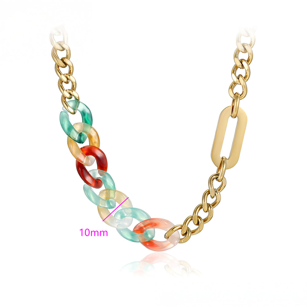 Halskette aus goldplattierter Legierung mit rotem Emporia®-Kristall und blauem Emporia®-Kristall 3 