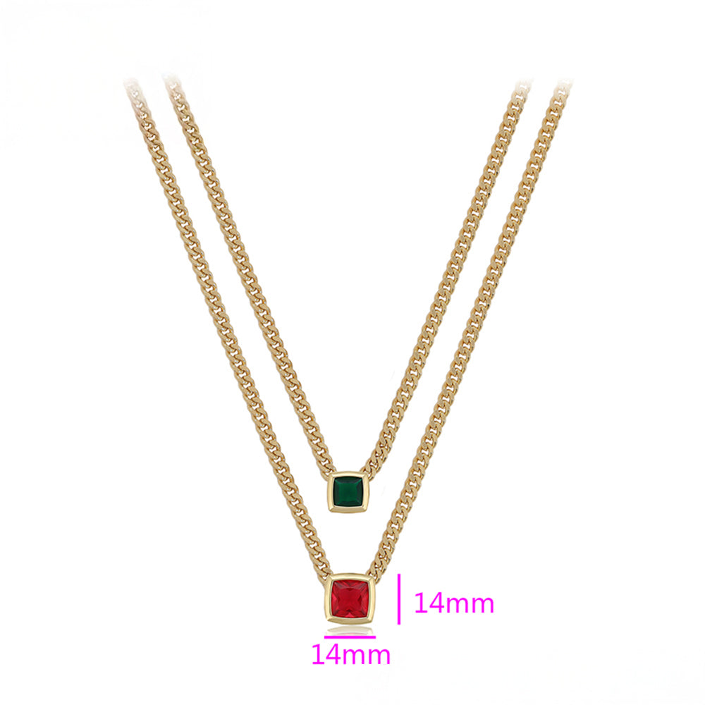 Halskette aus goldplattierter Legierung mit rotem Emporia®-Kristall und grünem Emporia® Kristall 3 