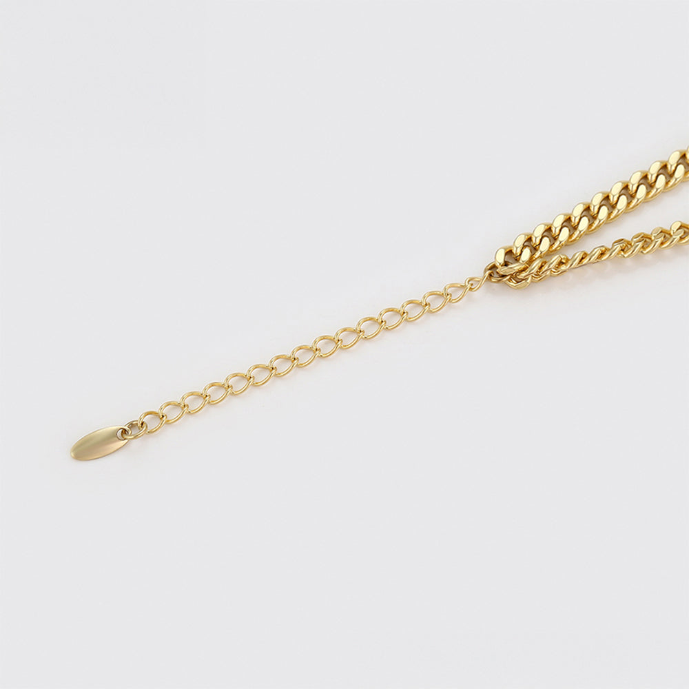 Halskette aus goldplattierter Legierung mit rotem Emporia®-Kristall und grünem Emporia® Kristall 5 