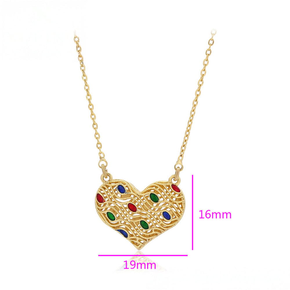 Halskette aus goldplattierter Legierung mit rotem Emporia®-Kristall und grünem Emporia® Kristall 2 