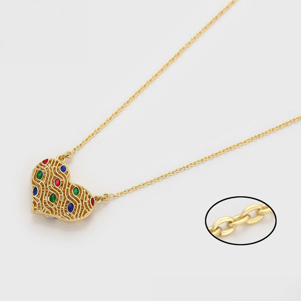 Halskette aus goldplattierter Legierung mit rotem Emporia®-Kristall und grünem Emporia® Kristall 5 